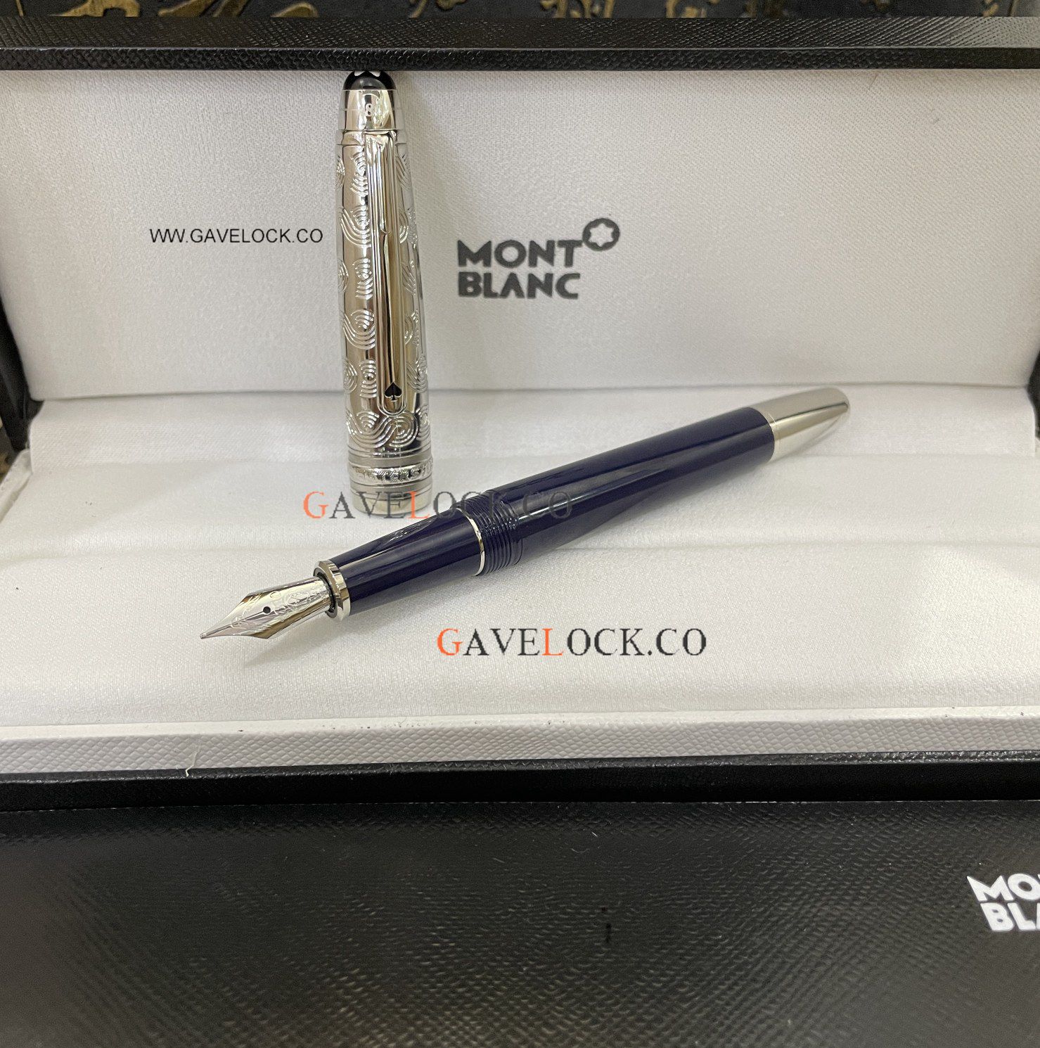 AAA Copy Montblanc Meisterstück 80 days Doue Fountain 145 Blue Silver